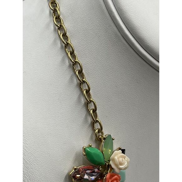 J. Crew Rosette Garden MultiColor Crystal Flower Statement Necklace New - Picture 10 of 16